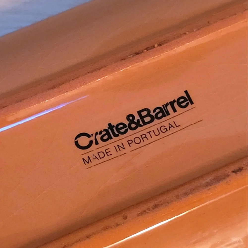 CRATE & BARREL | White with Blue Enamel Pottery Dish